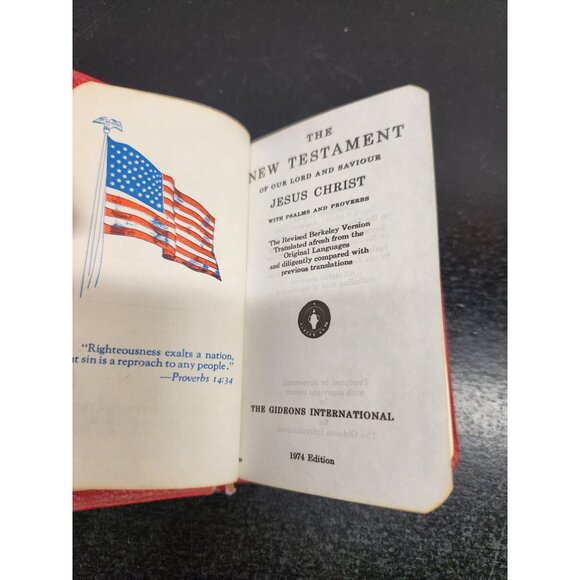 1974 Gideons International New Testament Psalms & Proverbs Red Cover Pockt Bible - Picture 5 of 10